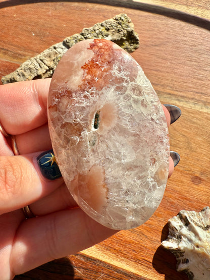 PINK AMETHYST + FLOWER AGATE PALM STONE