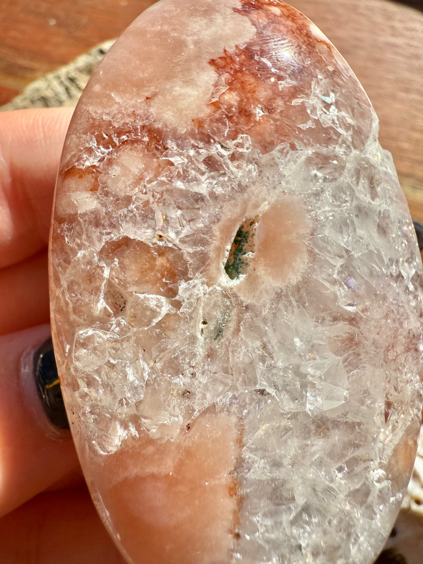 PINK AMETHYST + FLOWER AGATE PALM STONE