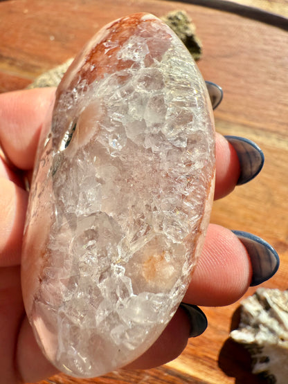 PINK AMETHYST + FLOWER AGATE PALM STONE