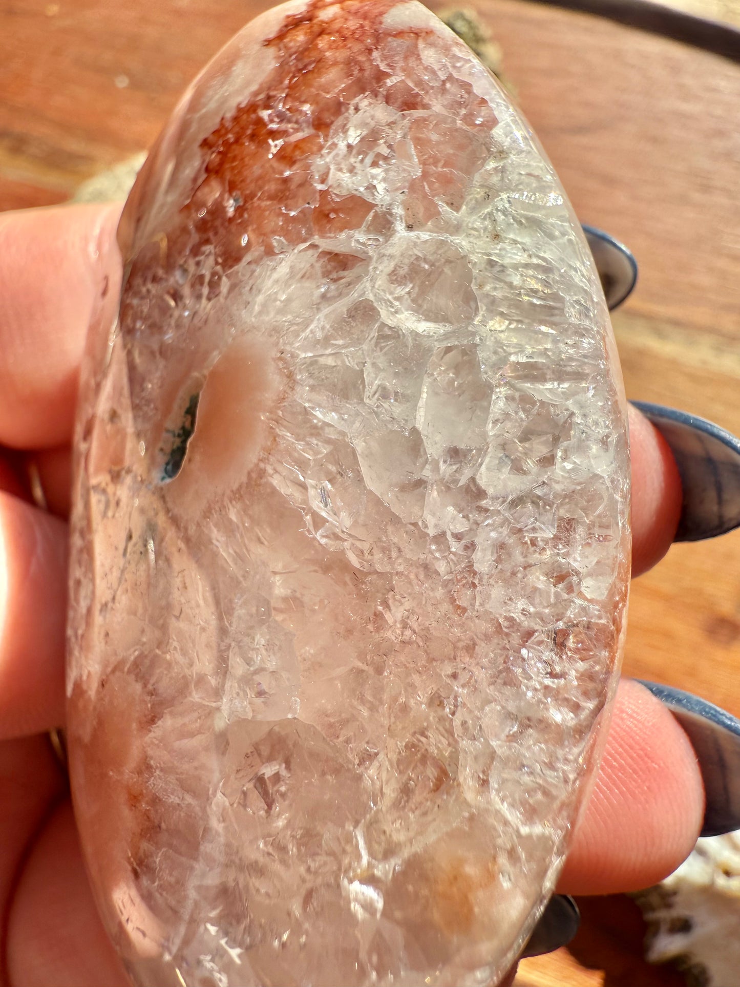 PINK AMETHYST + FLOWER AGATE PALM STONE