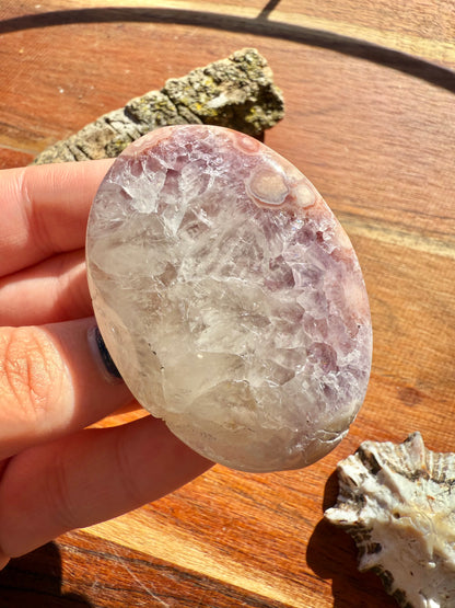 AMETHYST + FLOWER AGATE PALM STONE