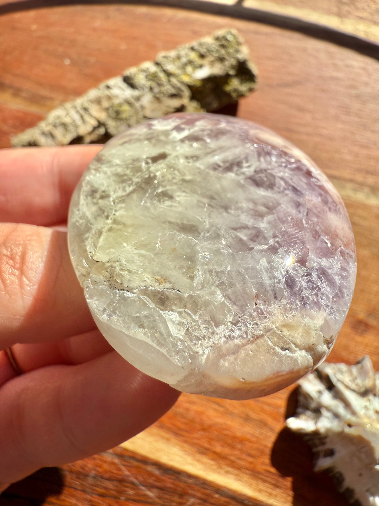 AMETHYST + FLOWER AGATE PALM STONE