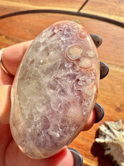 AMETHYST + FLOWER AGATE PALM STONE
