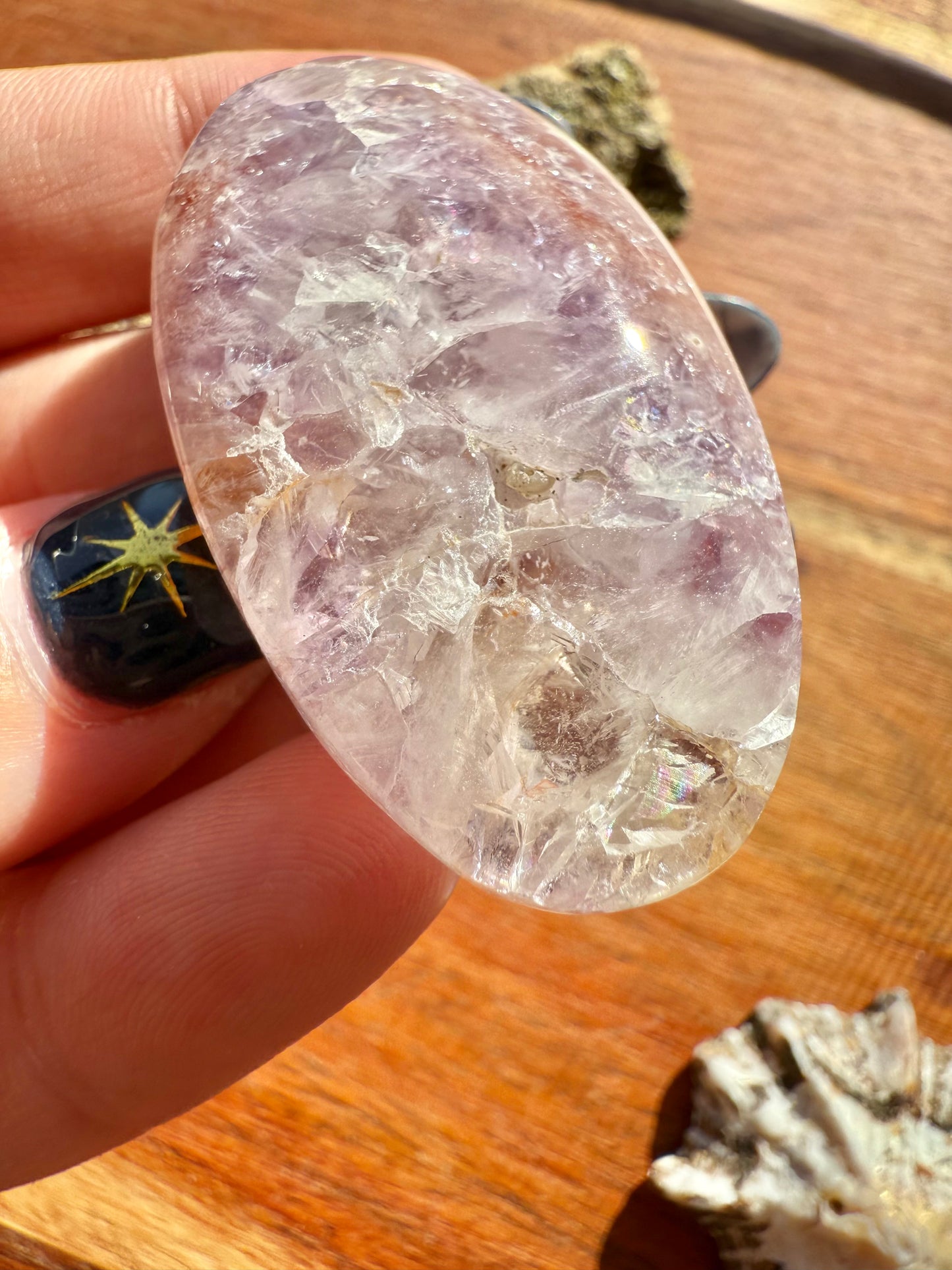 AMETHYST + FLOWER AGATE SMALL PALM STONE