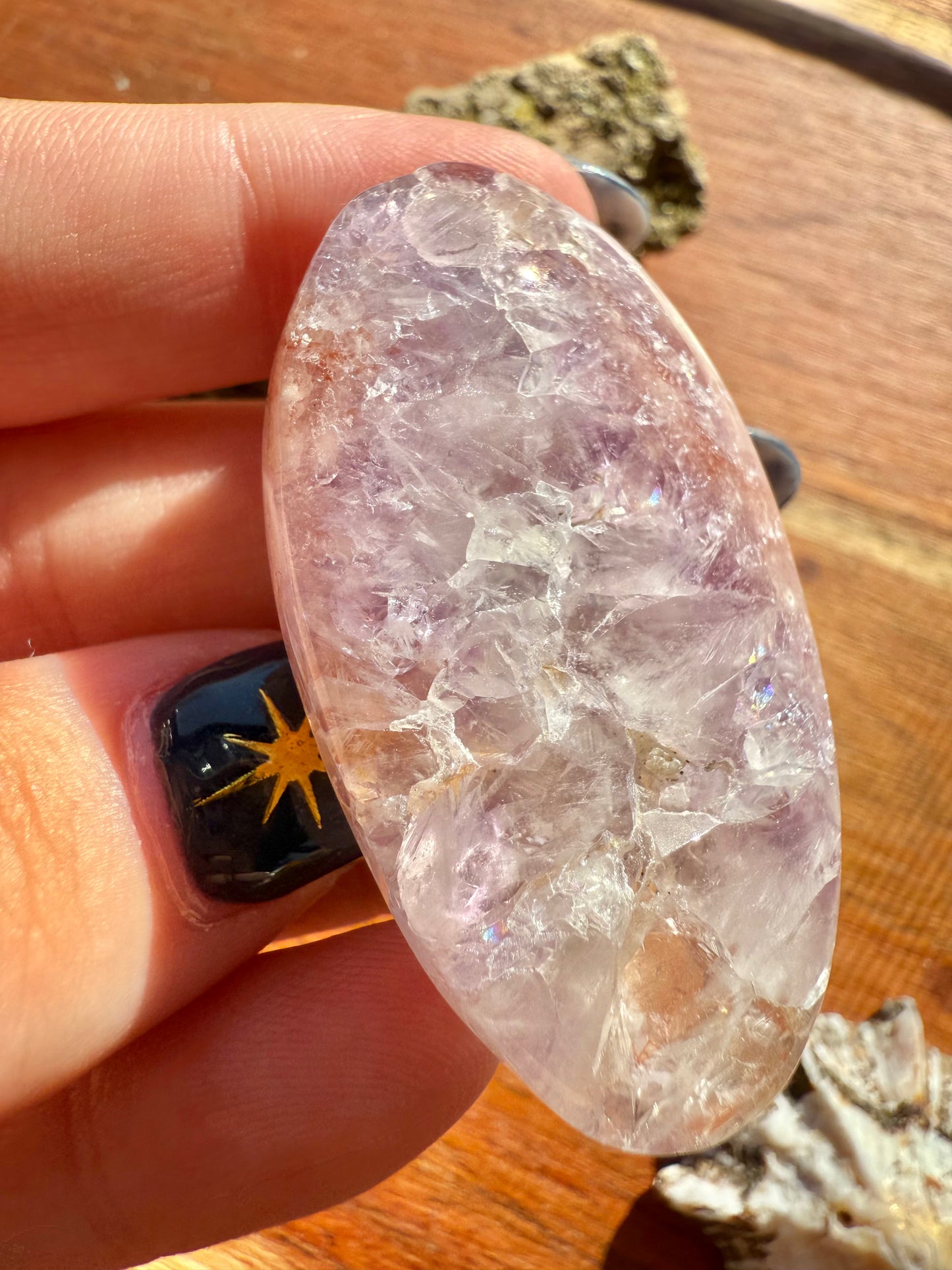 AMETHYST + FLOWER AGATE SMALL PALM STONE