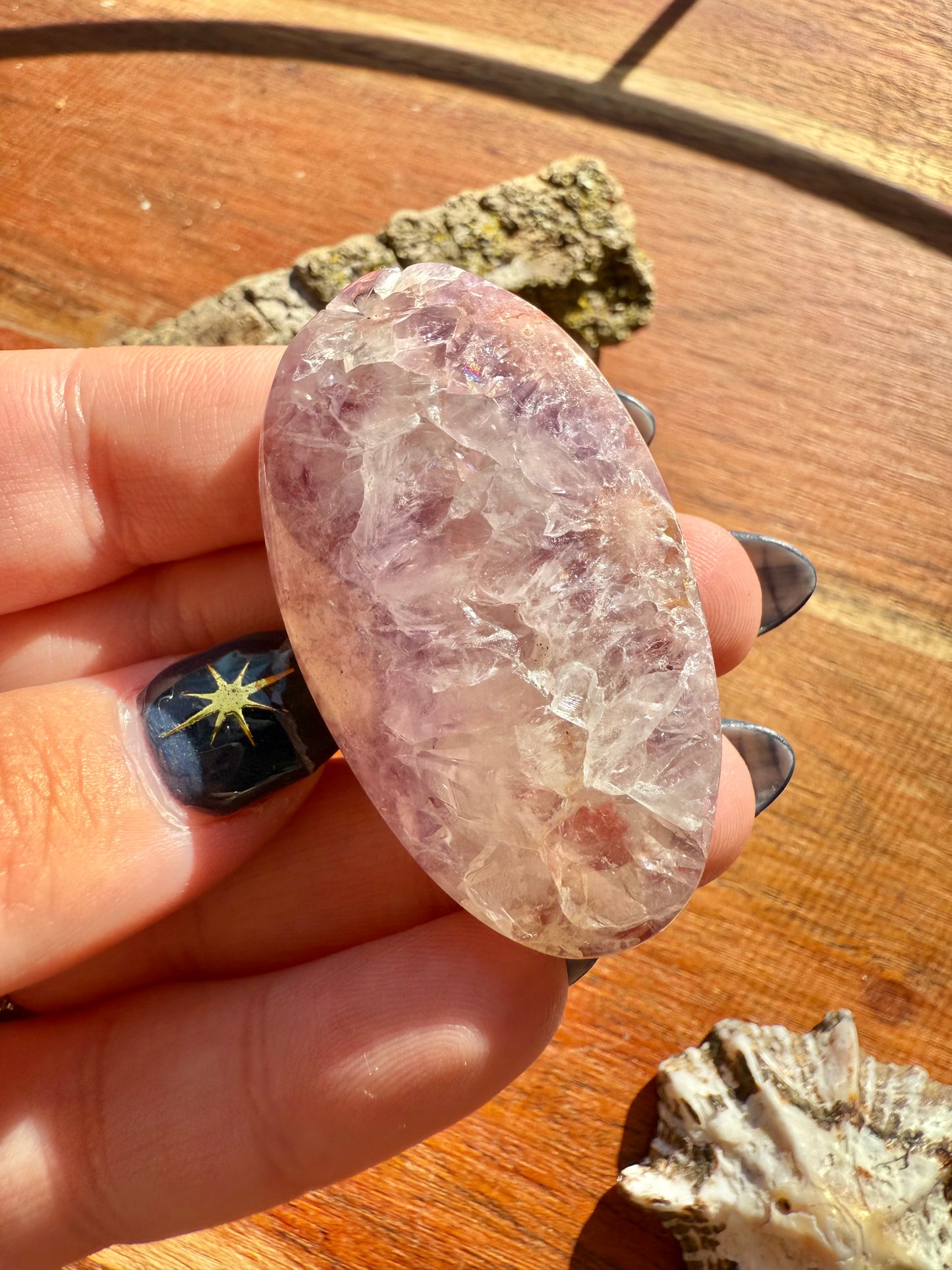 AMETHYST + FLOWER AGATE SMALL PALM STONE