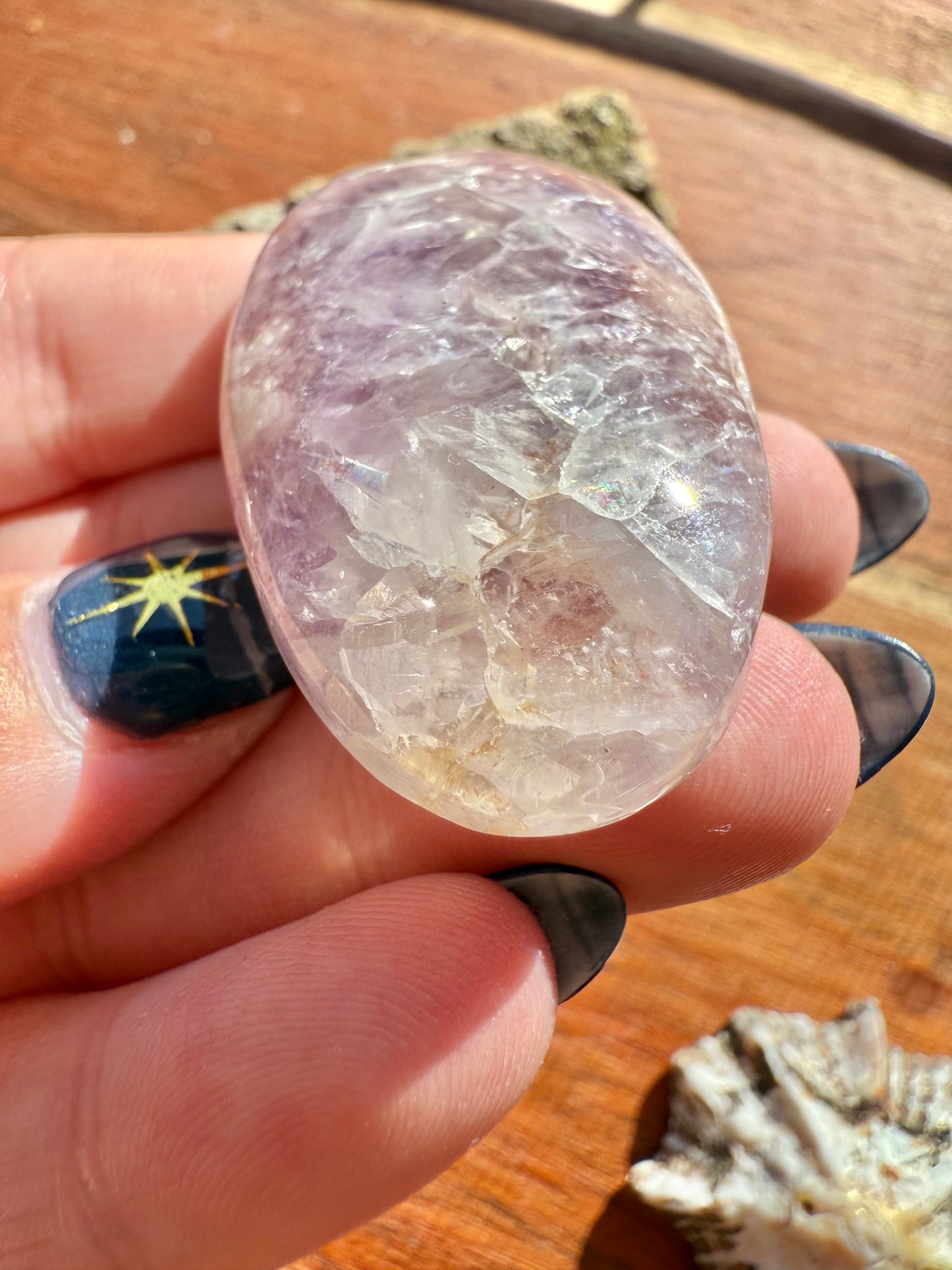 AMETHYST + FLOWER AGATE SMALL PALM STONE