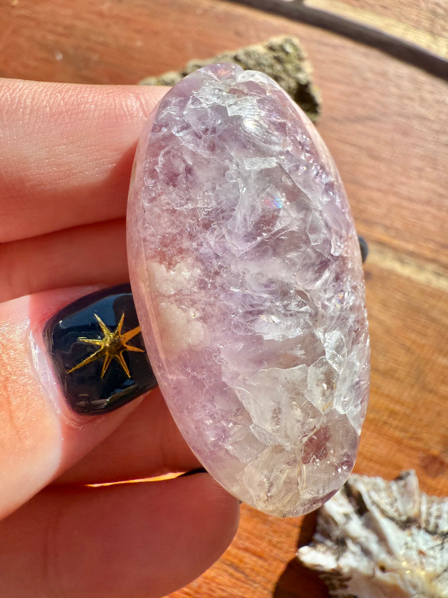 AMETHYST + FLOWER AGATE SMALL PALM STONE