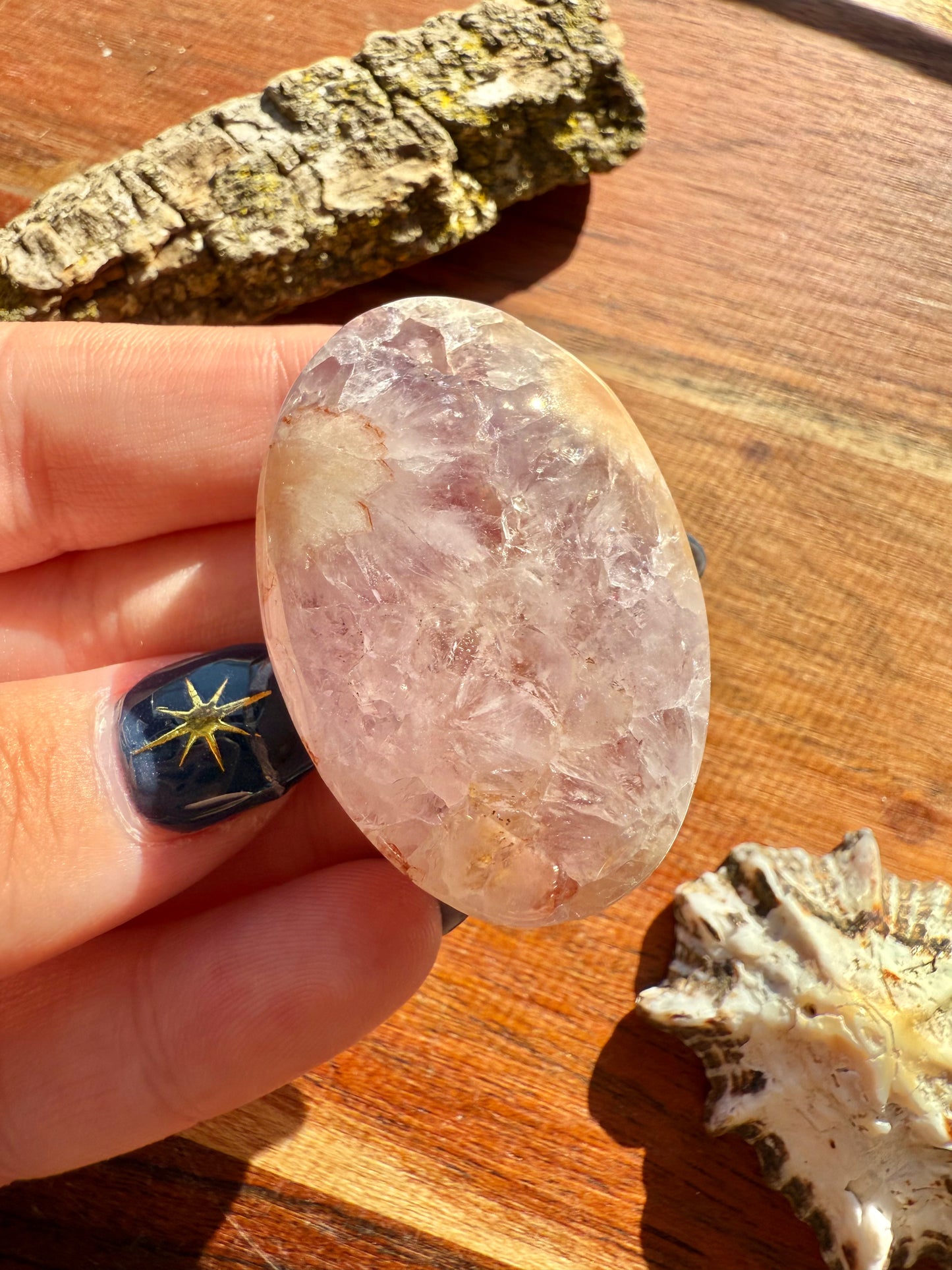 AMETHYST + FLOWER AGATE SMALL PALM STONE
