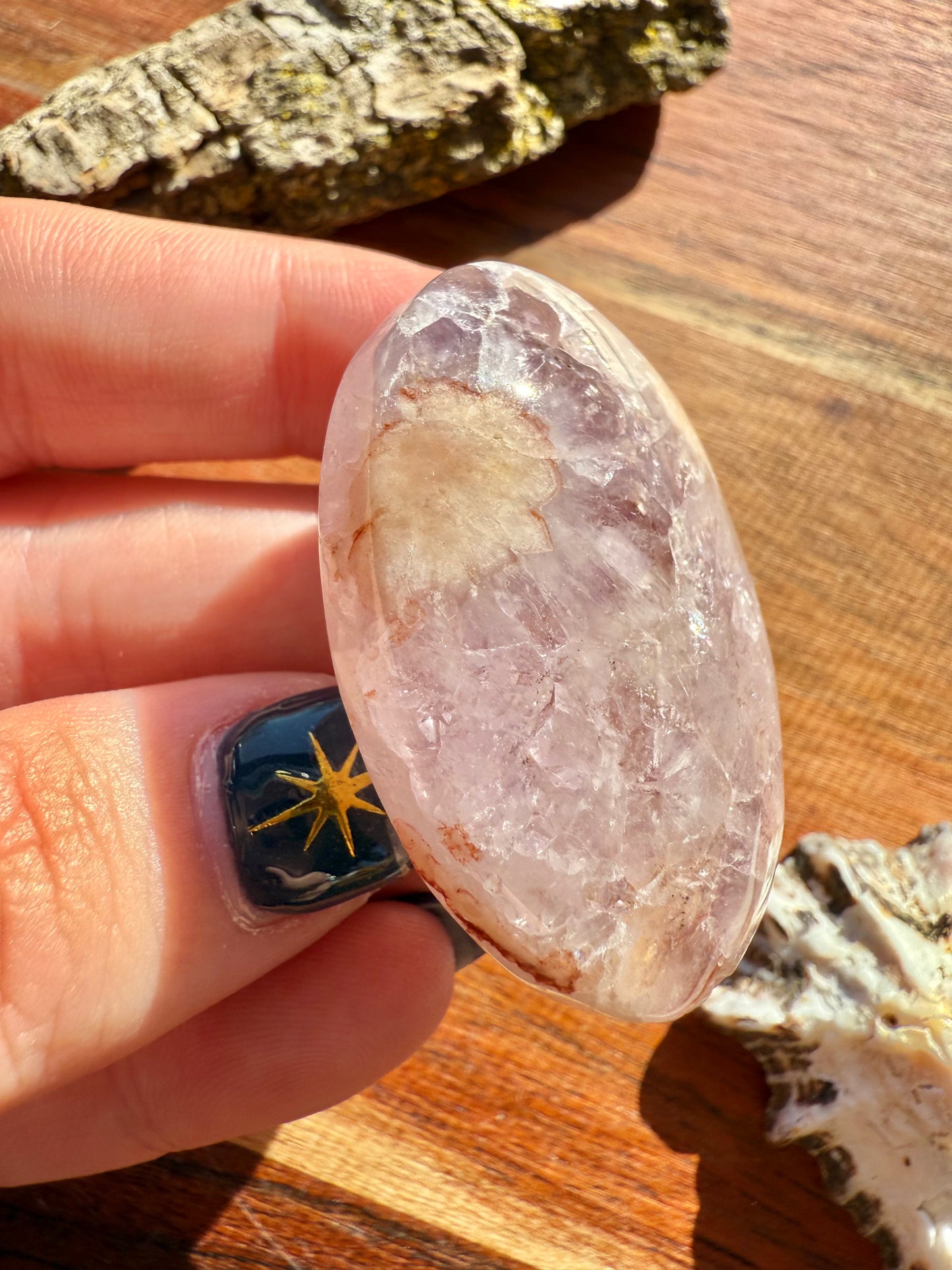 AMETHYST + FLOWER AGATE SMALL PALM STONE