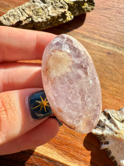AMETHYST + FLOWER AGATE SMALL PALM STONE