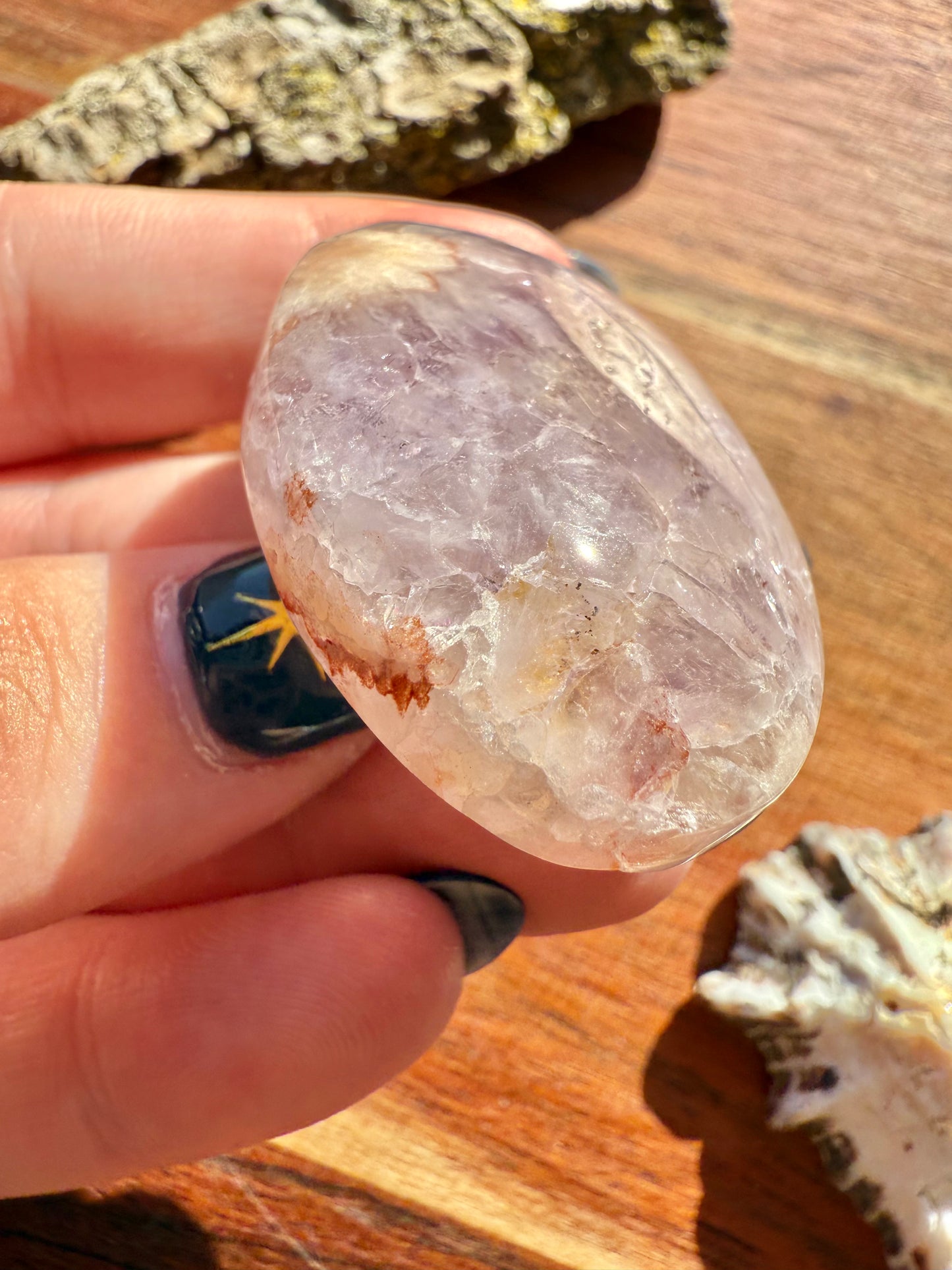 AMETHYST + FLOWER AGATE SMALL PALM STONE