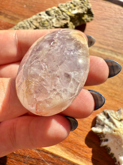 AMETHYST + FLOWER AGATE SMALL PALM STONE