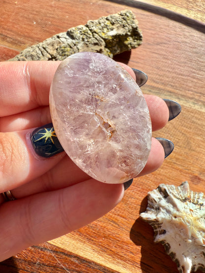 AMETHYST + FLOWER AGATE SMALL PALM STONE