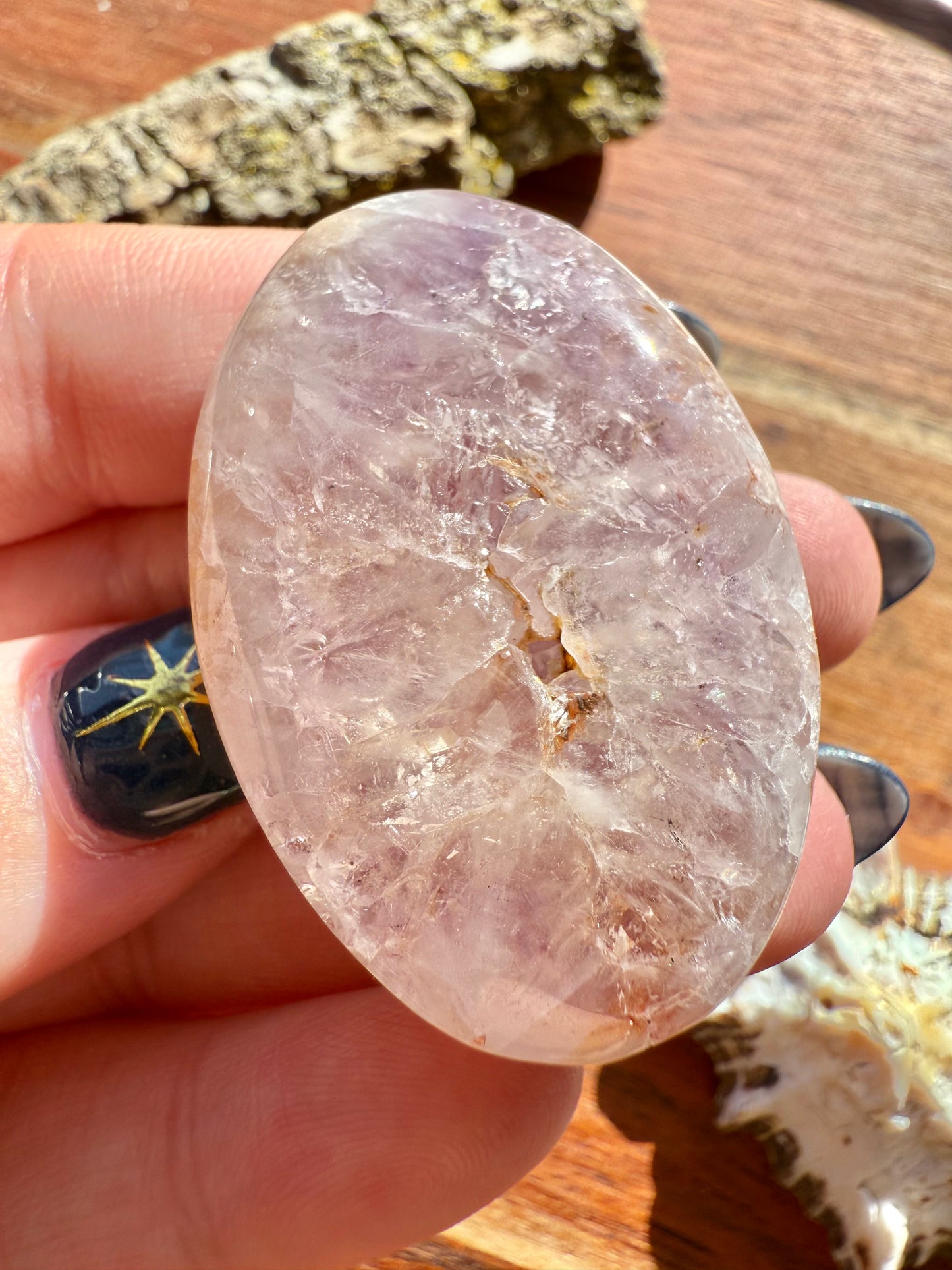 AMETHYST + FLOWER AGATE SMALL PALM STONE