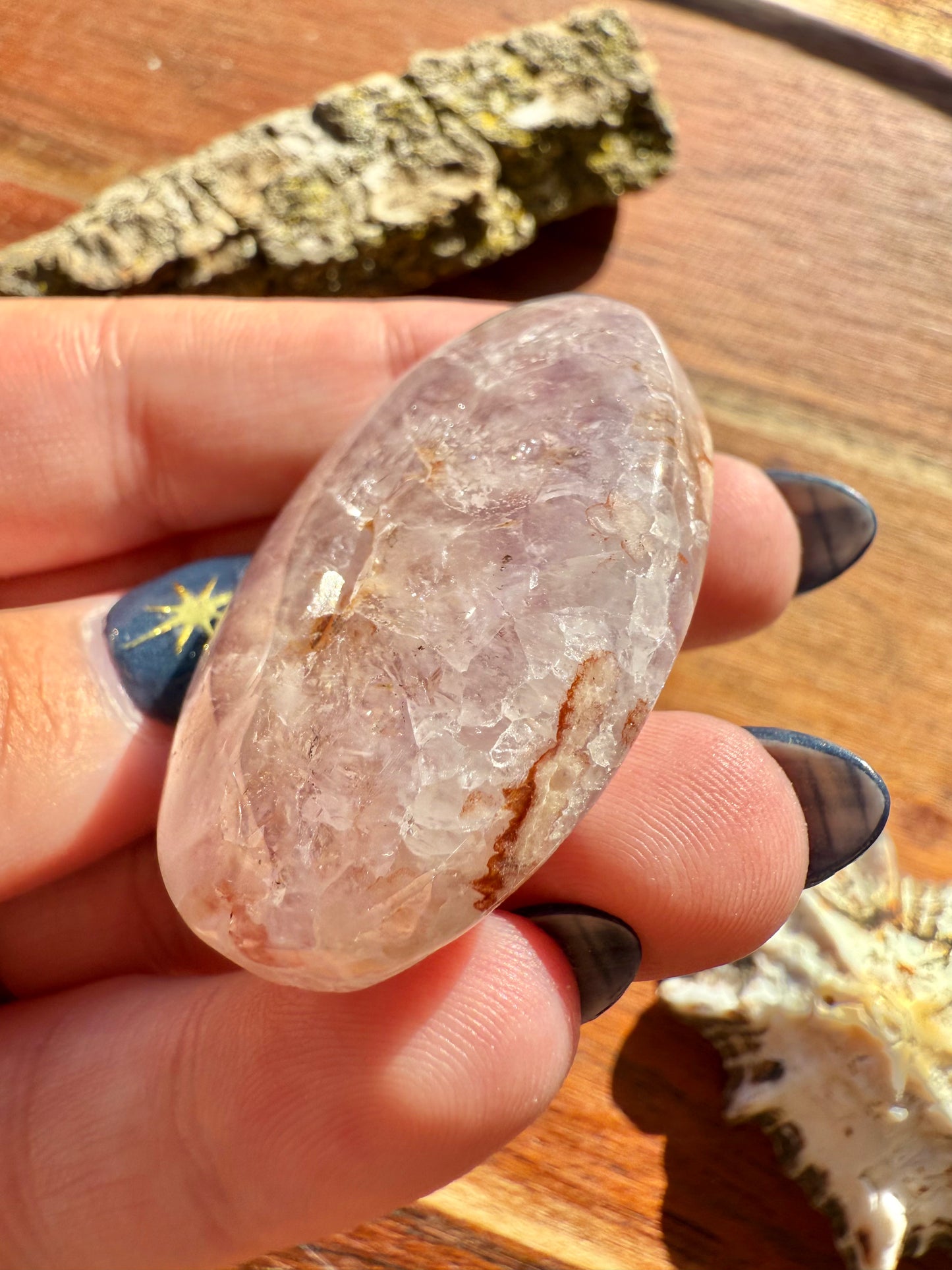 AMETHYST + FLOWER AGATE SMALL PALM STONE