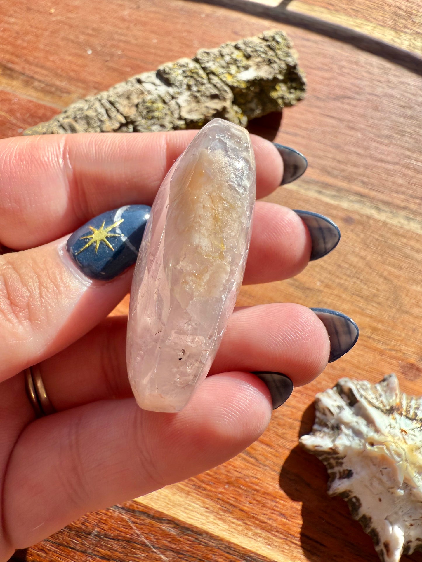 AMETHYST + FLOWER AGATE SMALL PALM STONE