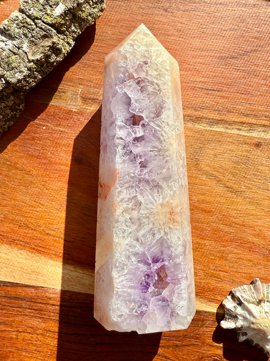 AMETHYST + FLOWER AGATE TOWER