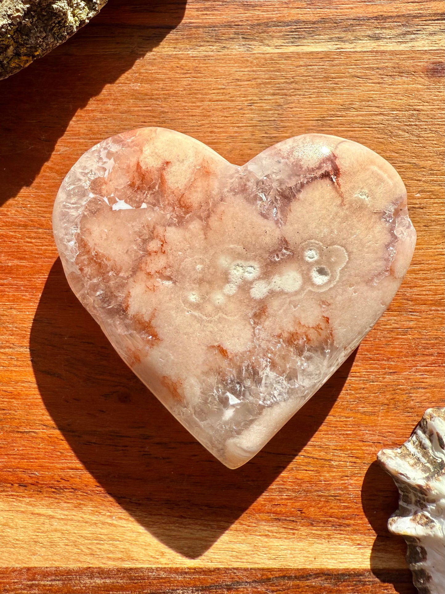 PINK AMETHYST + FLOWER AGATE HEART