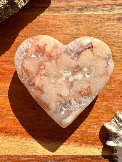 PINK AMETHYST + FLOWER AGATE HEART