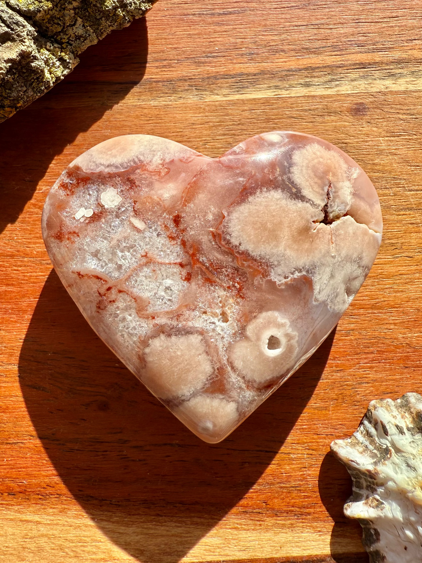 PINK AMETHYST + FLOWER AGATE HEART