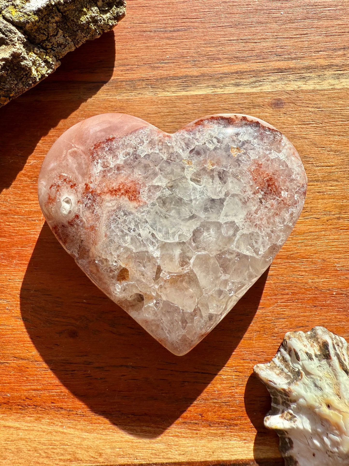 PINK AMETHYST + FLOWER AGATE HEART