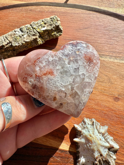 PINK AMETHYST + FLOWER AGATE HEART