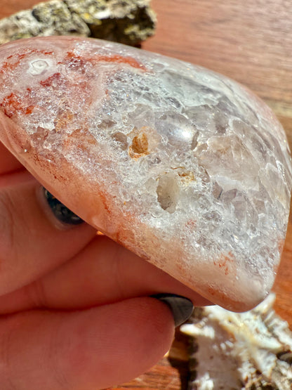 PINK AMETHYST + FLOWER AGATE HEART