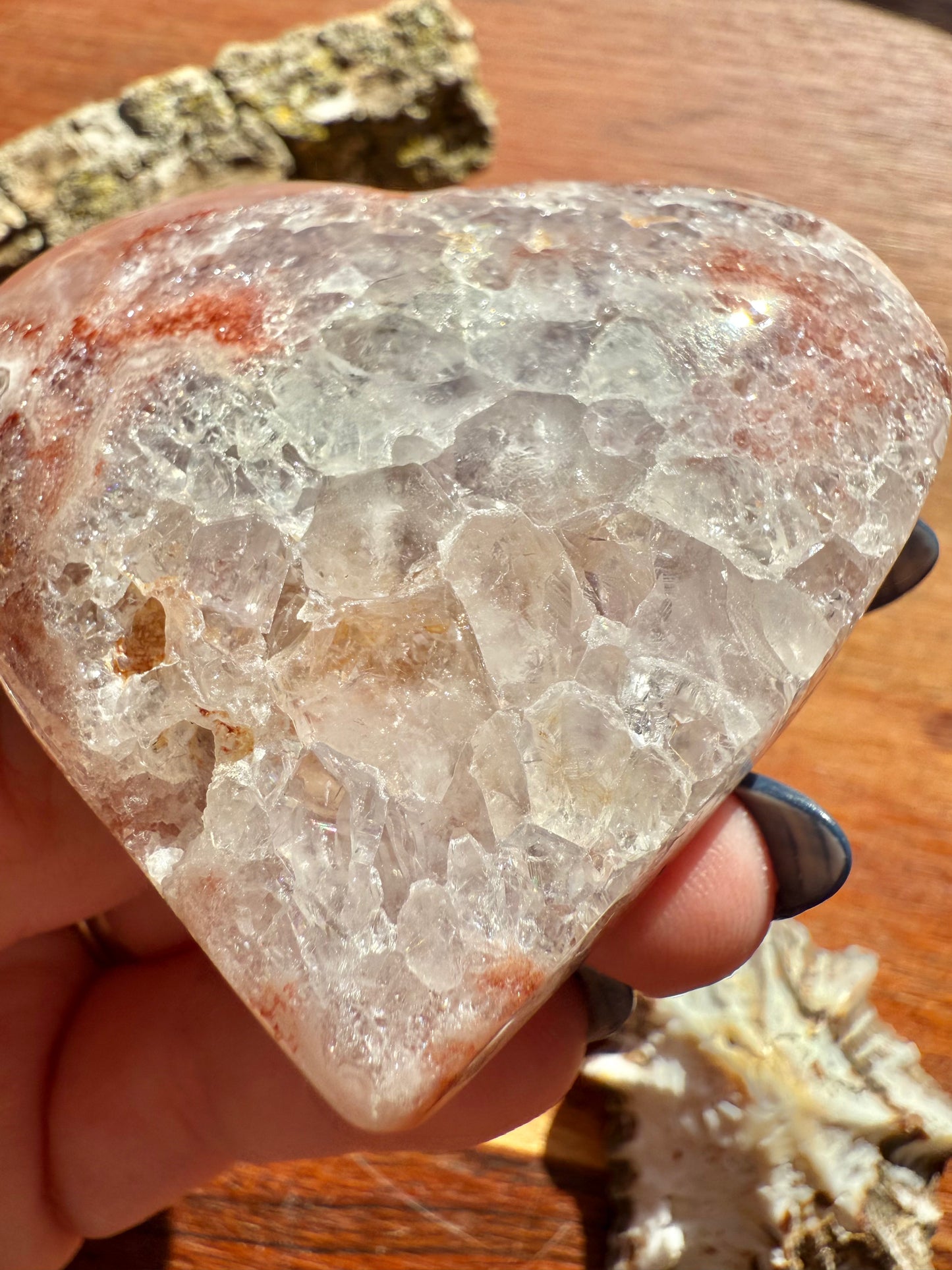 PINK AMETHYST + FLOWER AGATE HEART