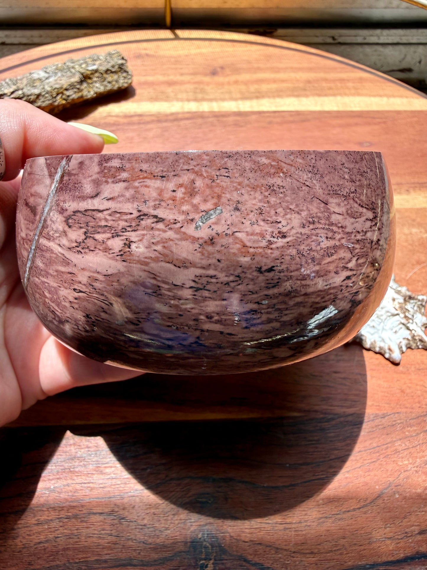 ROUND PICTURE JASPER BOX WITH BRASS DETAIL