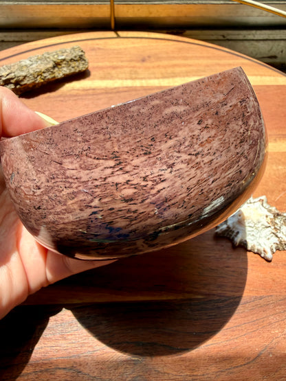 ROUND PICTURE JASPER BOX WITH BRASS DETAIL