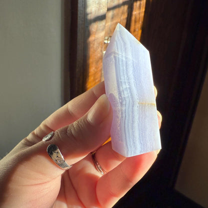 Blue Lace Agate Tower | Blue Lace Agate | Blue Tower | Crystal Tower | Blue Crystal | Altar Decor | Home Decor | Crystal Carving