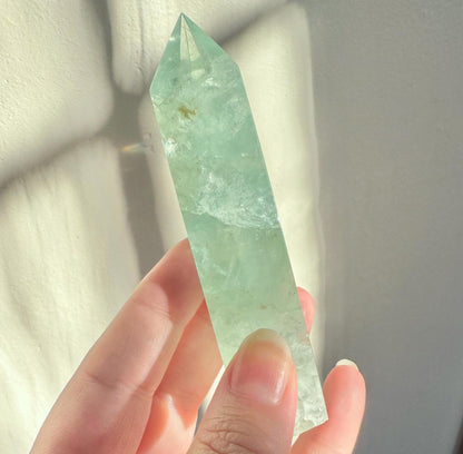 Baja Blast Fluorite Tower | Light Green Fluorite Tower | Green Fluorite Tower | Crystal Tower | Altar Decor | Home Decor | Crystal Carving