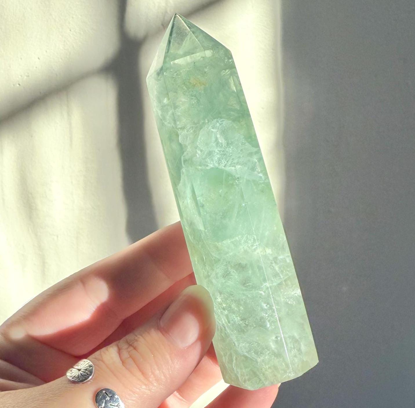 Baja Blast Fluorite Tower | Light Green Fluorite Tower | Green Fluorite Tower | Crystal Tower | Altar Decor | Home Decor | Crystal Carving