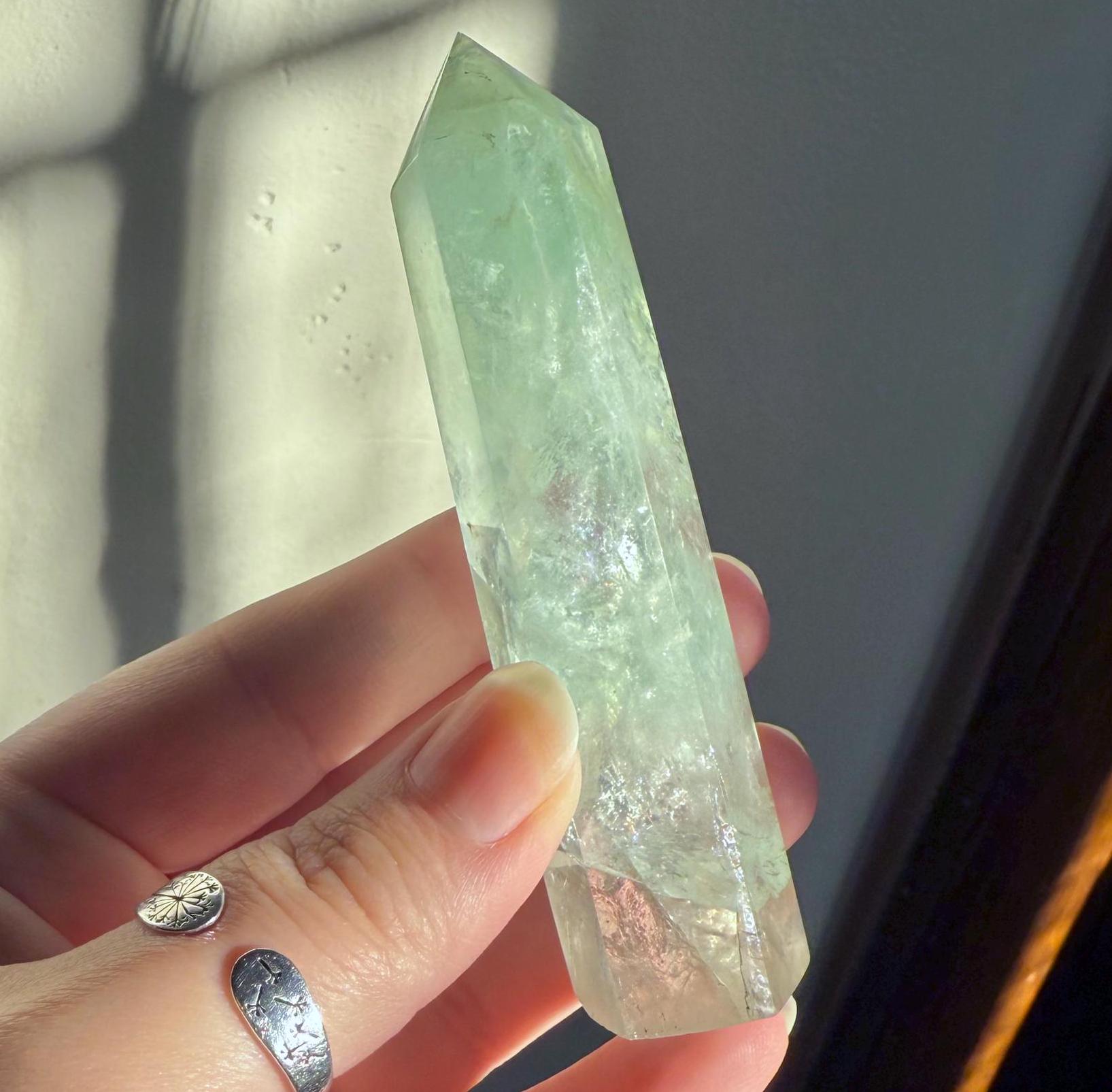 Baja Blast Fluorite Tower | Light Green Fluorite Tower | Green Fluorite Tower | Crystal Tower | Altar Decor | Home Decor | Crystal Carving