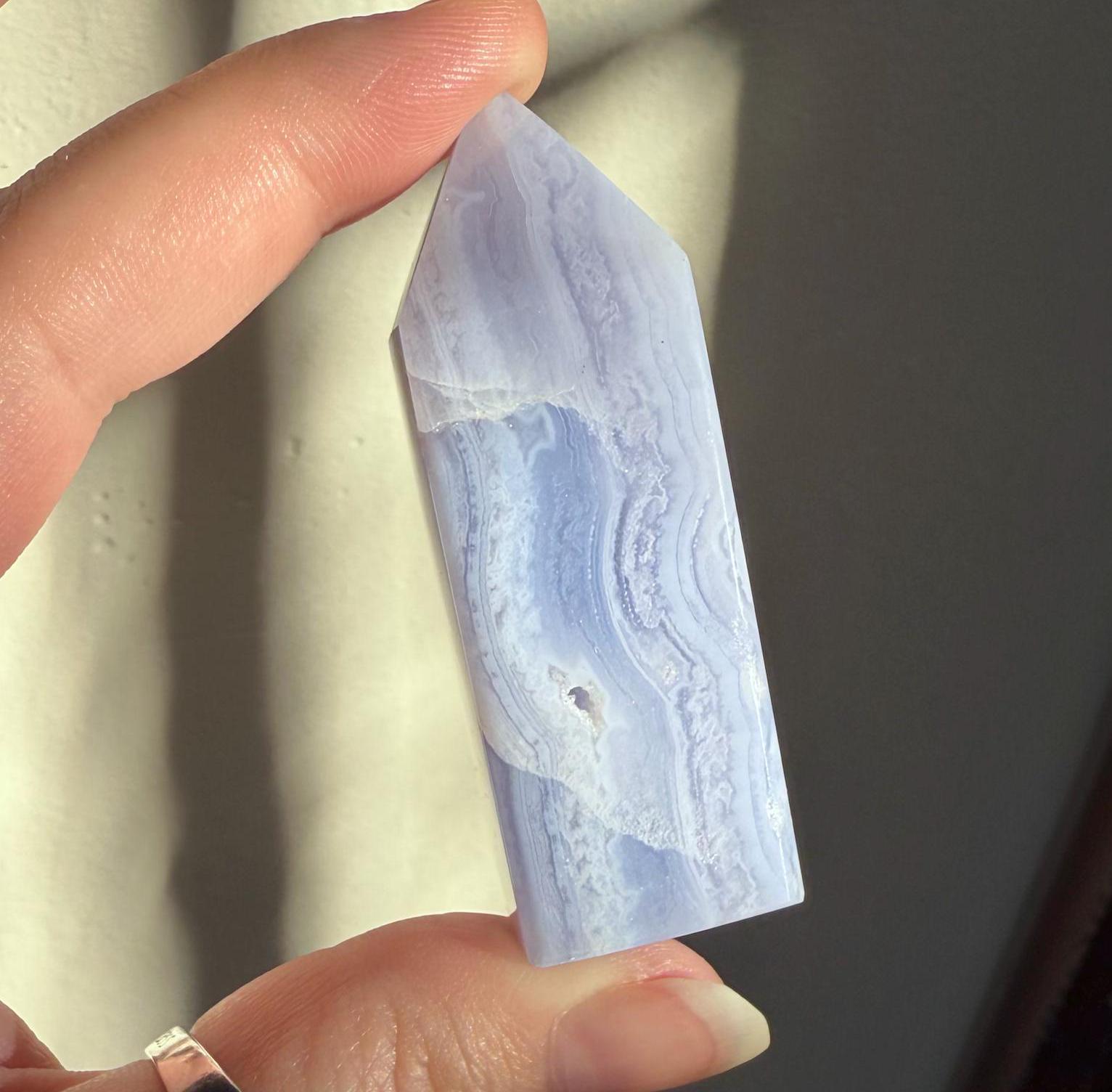 Blue Lace Agate Tower | Blue Lace Agate | Blue Tower | Crystal Tower | Blue Crystal | Altar Decor | Home Decor | Crystal Carving