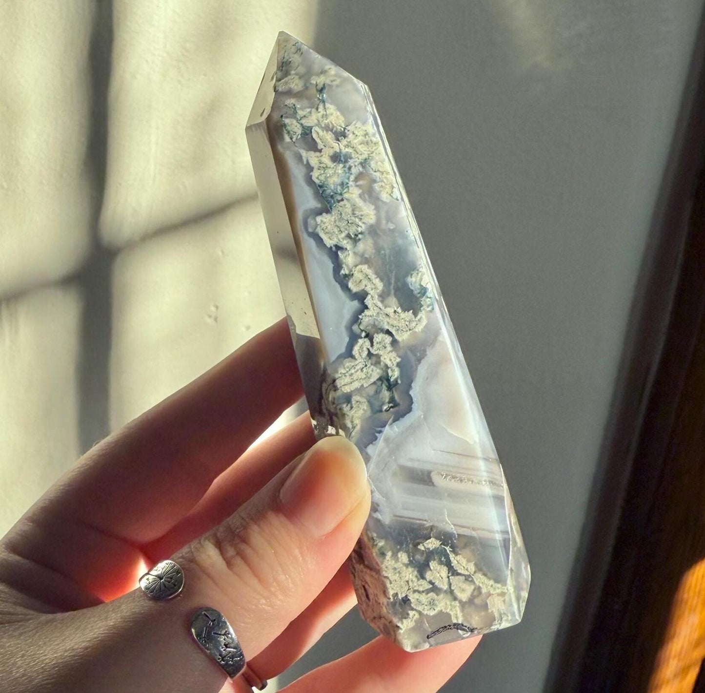 Moss Agate Tower | Crystal Tower | Altar Decor | Home Decor | Crystal Agate Tower | Carved Crystal | Carved Gemstone | Crystal Carving