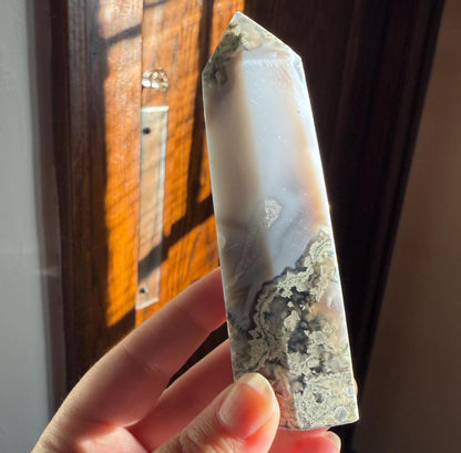 Moss Agate Tower | Crystal Tower | Altar Decor | Home Decor | Crystal Agate Tower | Carved Crystal | Carved Gemstone | Crystal Carving