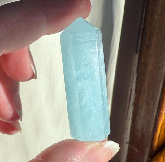 Small Aquamarine Tower | Aquamarine Tower | Blue Crystal | Crystal Carving | Crystal Point | Crystal Grid Crystals | Small Crystals