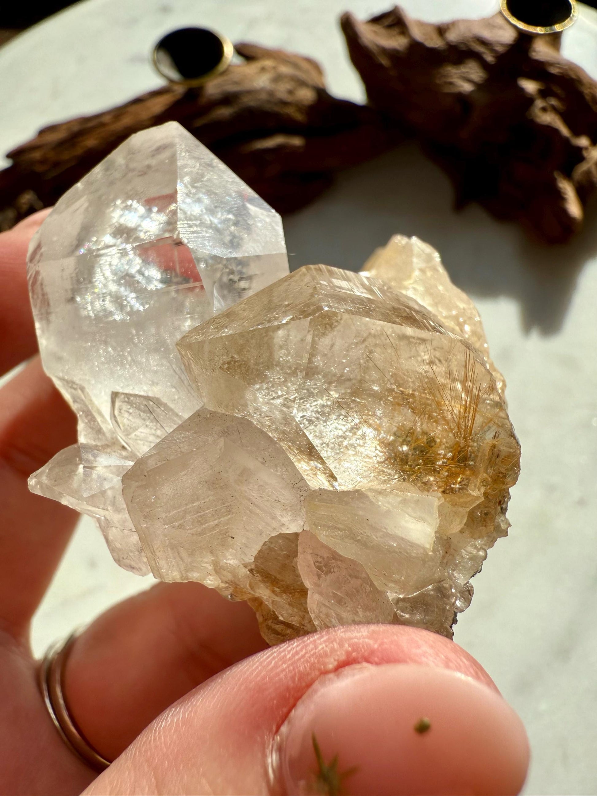 Rare Himalayan Quartz Cluster | Clear Himalayan Quartz with Gold Rutile | Samadhi Quartz | High Quality Himalayan Quartz | Rare Crystal