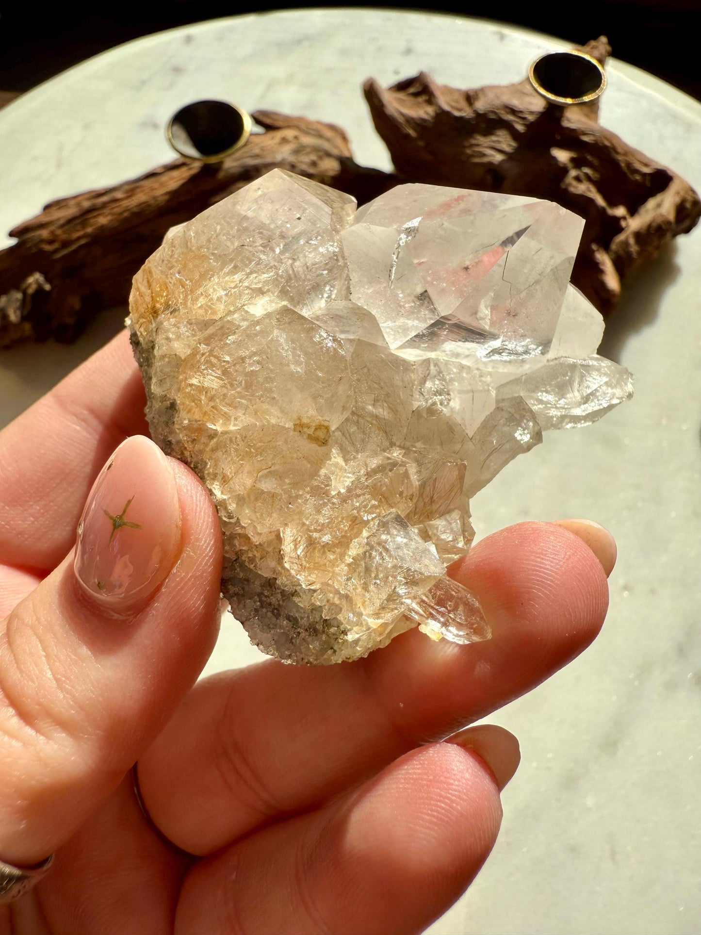 Rare Himalayan Quartz Cluster | Clear Himalayan Quartz with Gold Rutile | Samadhi Quartz | High Quality Himalayan Quartz | Rare Crystal