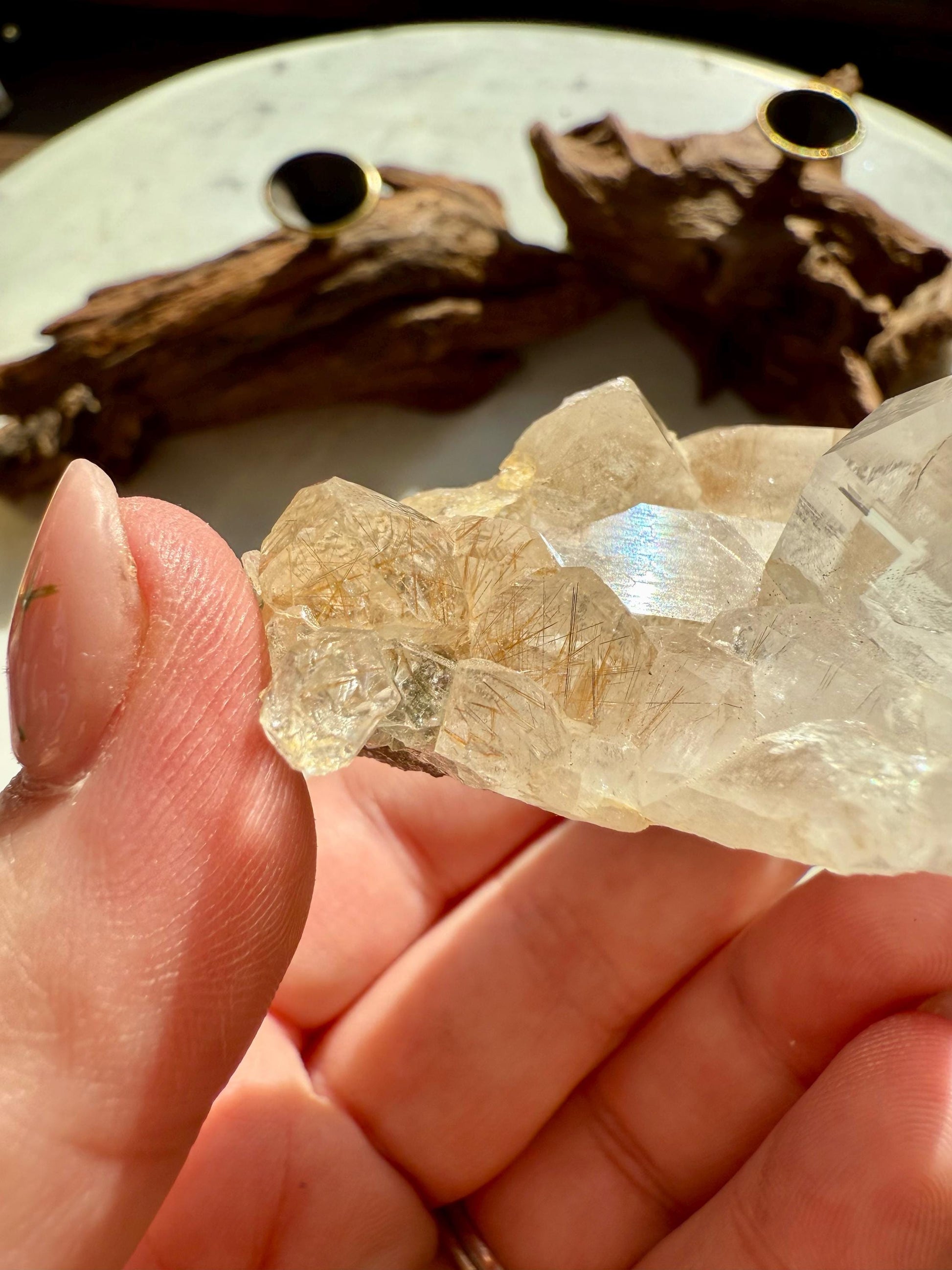 Rare Himalayan Quartz Cluster | Clear Himalayan Quartz with Gold Rutile | Samadhi Quartz | High Quality Himalayan Quartz | Rare Crystal