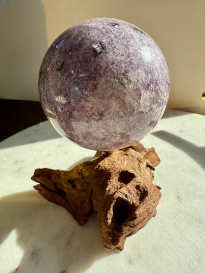 Lepidolite Sphere (61 mm) | Large Lepidolite Sphere | Purple Crystal Sphere | Purple Crystal | Crystal for Anxiety | Stress Relief Crystal