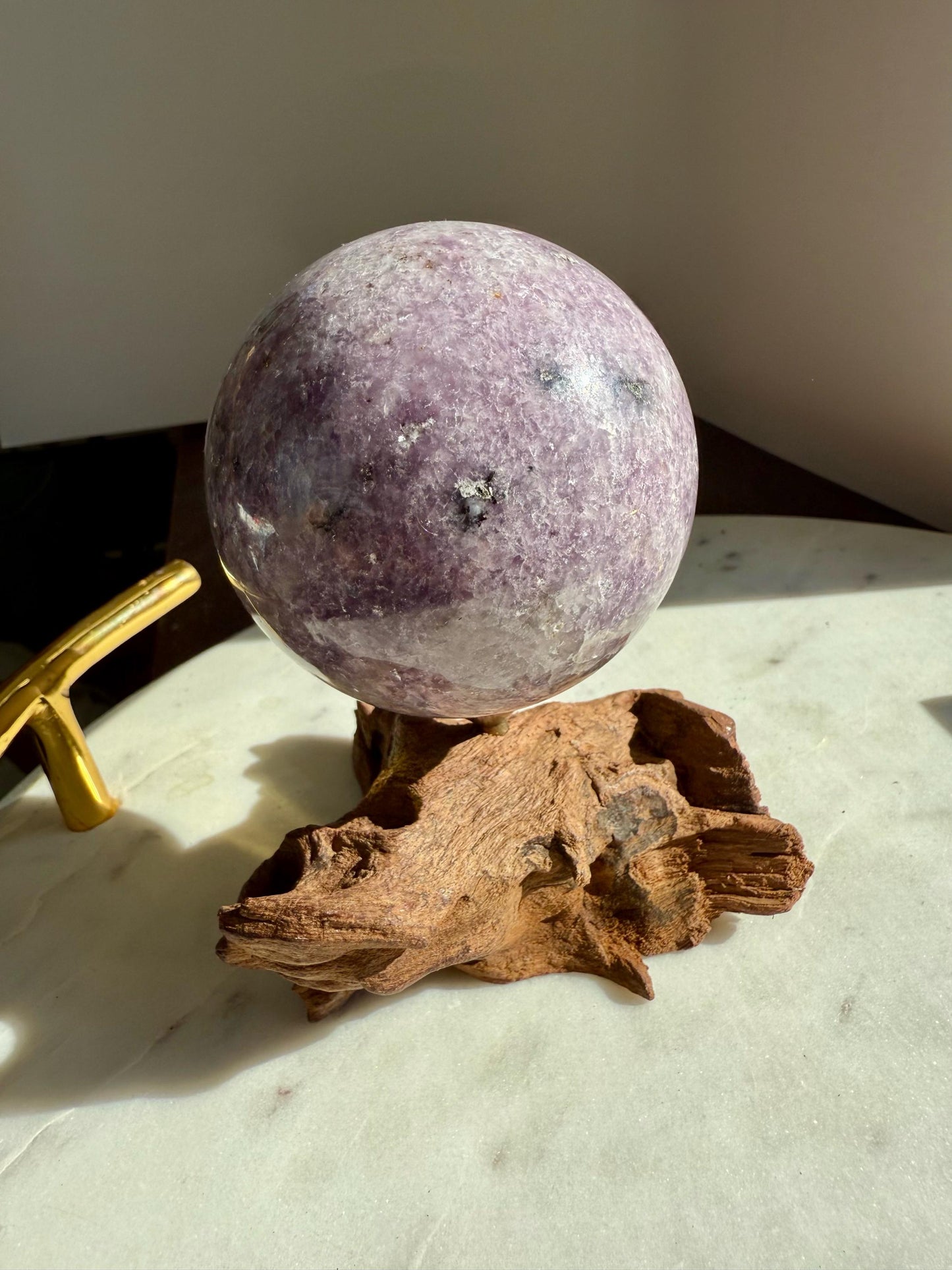 Lepidolite Sphere (61 mm) | Large Lepidolite Sphere | Purple Crystal Sphere | Purple Crystal | Crystal for Anxiety | Stress Relief Crystal