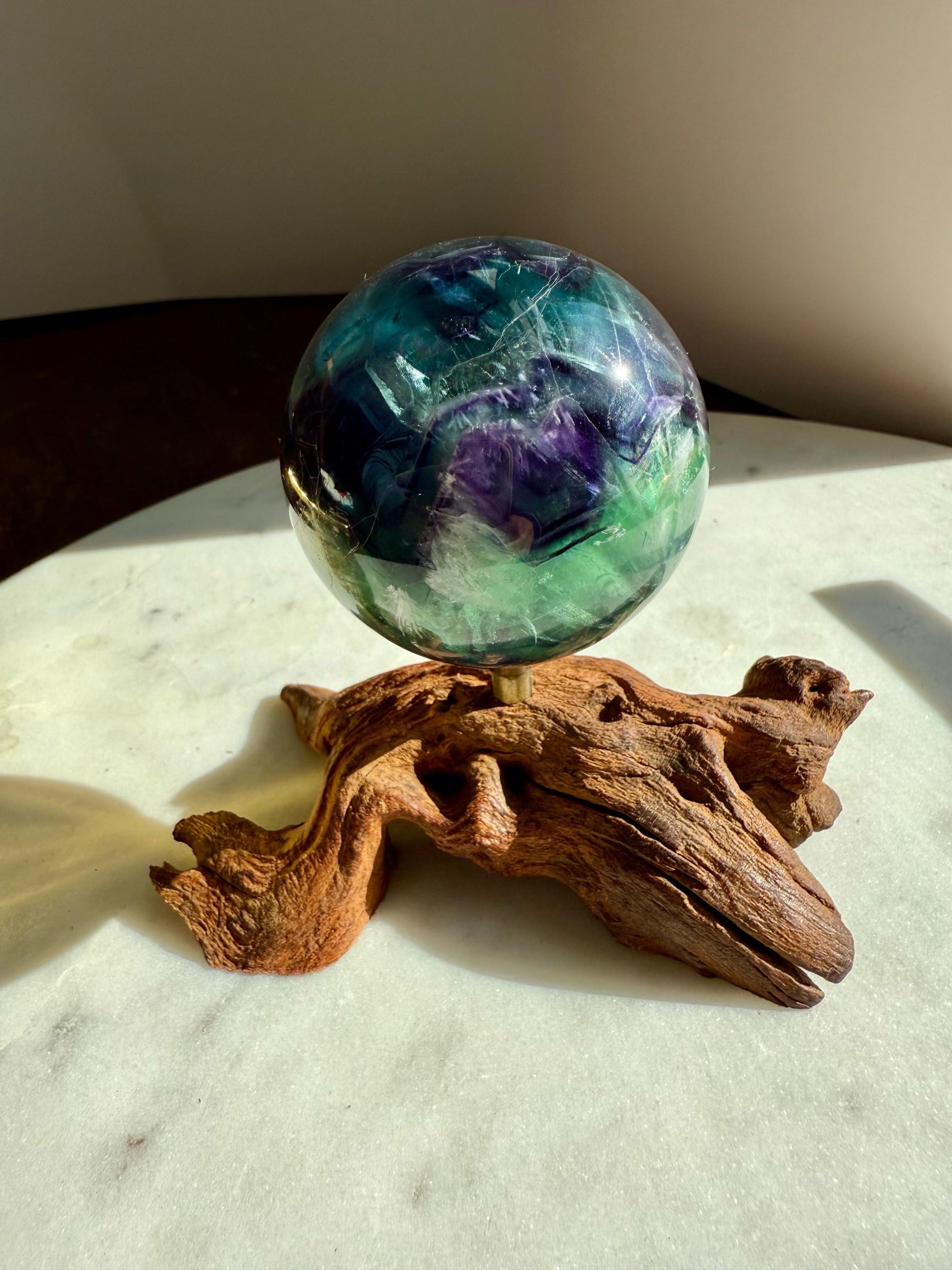 Feather Fluorite Sphere (40mm) || Fluorite Sphere || Crystal Sphere