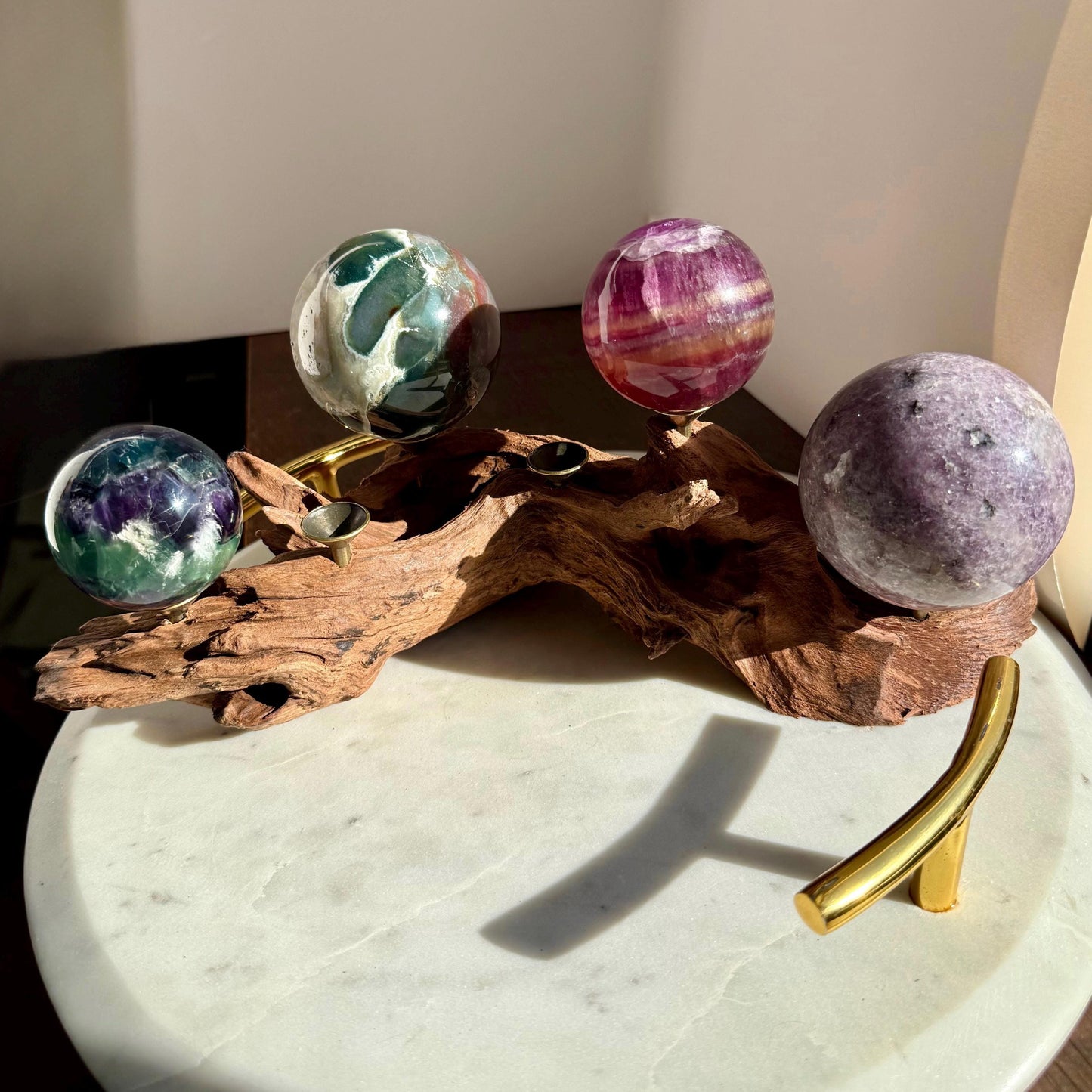 Driftwood Sphere Stand || Natural Wood Sphere Stand || Crystal Sphere Stand || Crystal Stand || Crystal Holder || Sphere Holder