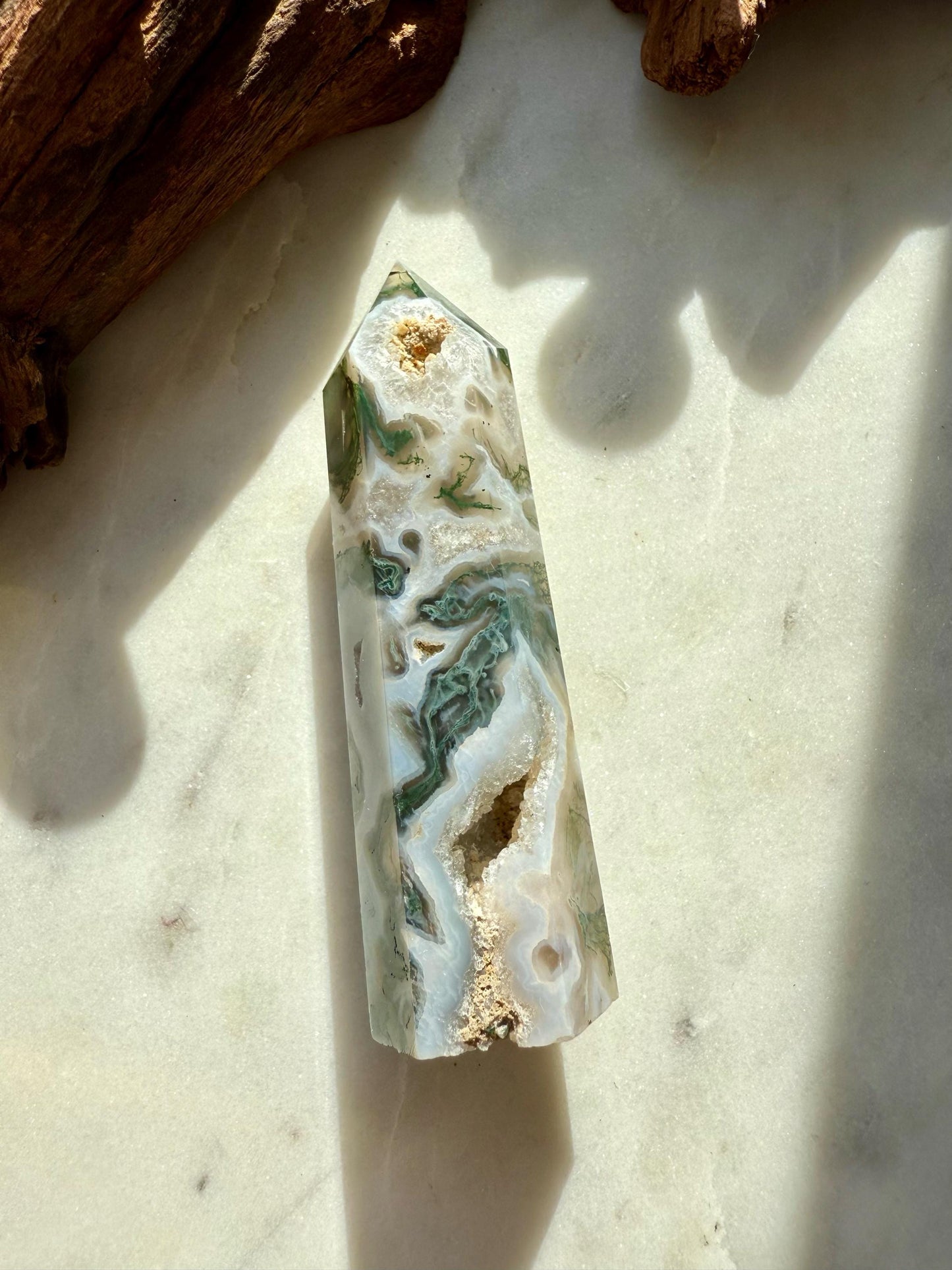 Moss Agate Tower || Moss Agate || Crystal Tower || Altar Decor || Home Decor || Crystal Agate Tower || Carved Gemstone || Crystal Carving