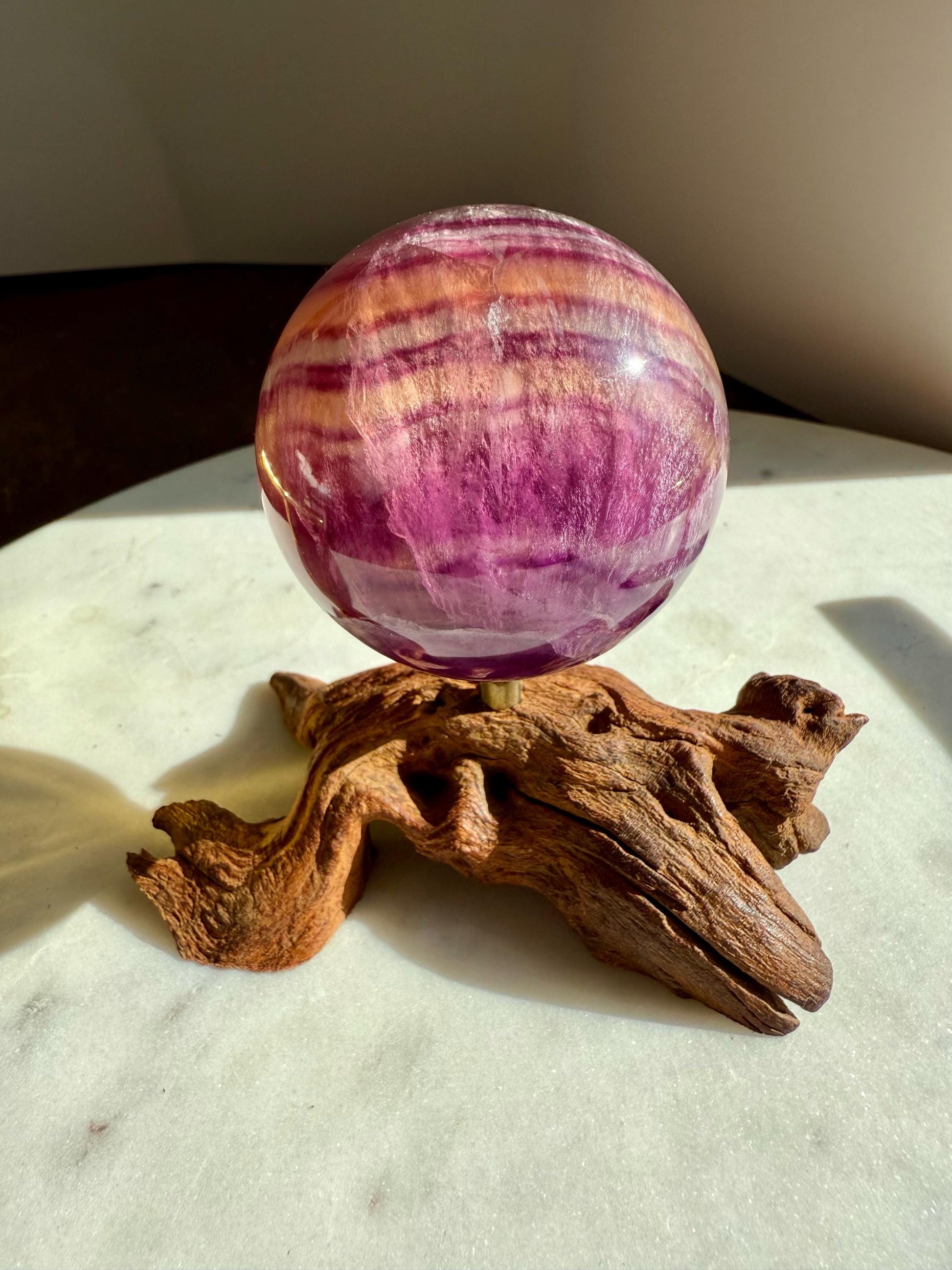 Banded Candy Fluorite Sphere || Candy Fluorite || Fluorite Sphere || Crystal Sphere || Purple Fluorite Sphere