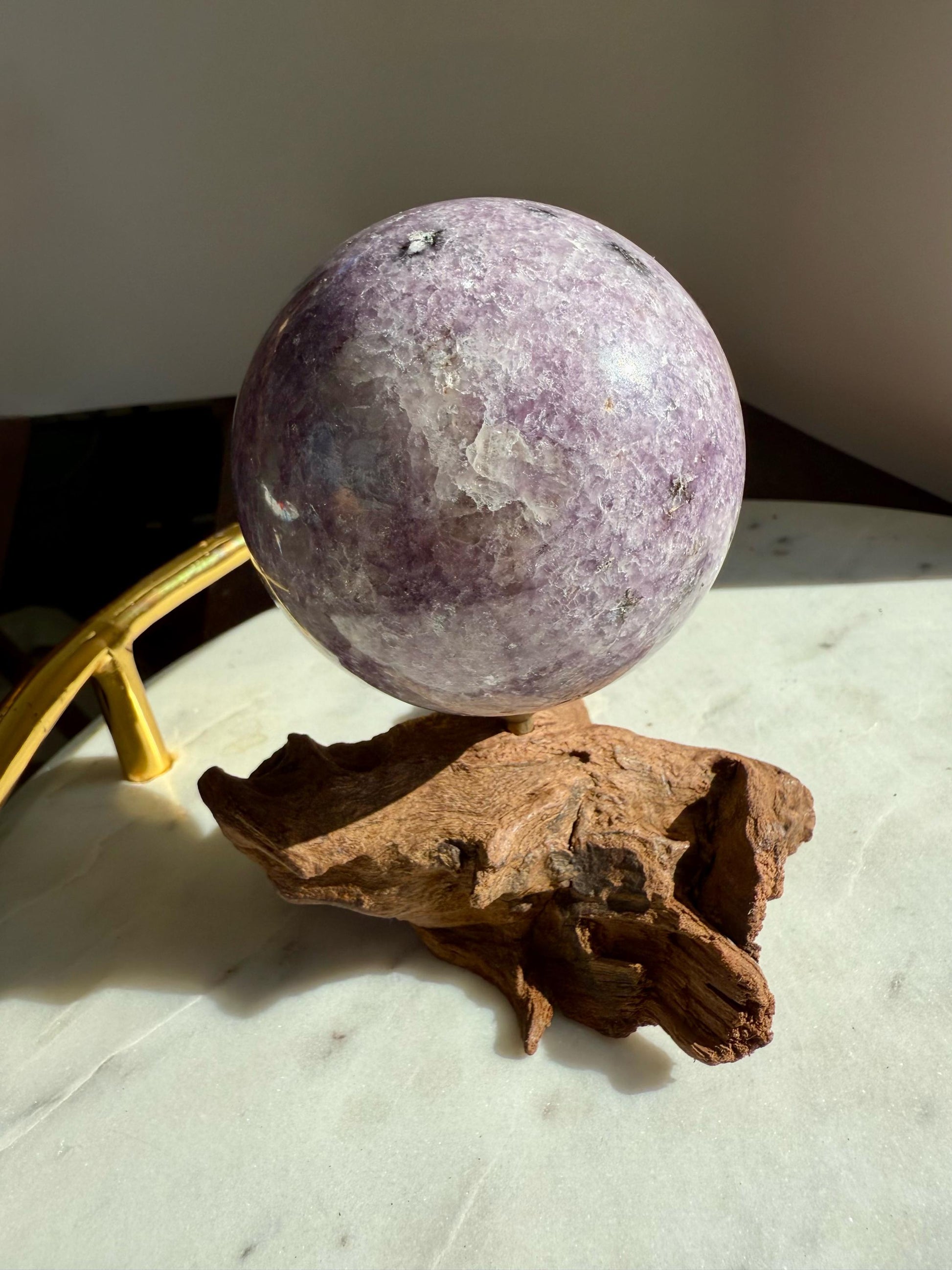 Lepidolite Sphere (61 mm) | Large Lepidolite Sphere | Purple Crystal Sphere | Purple Crystal | Crystal for Anxiety | Stress Relief Crystal