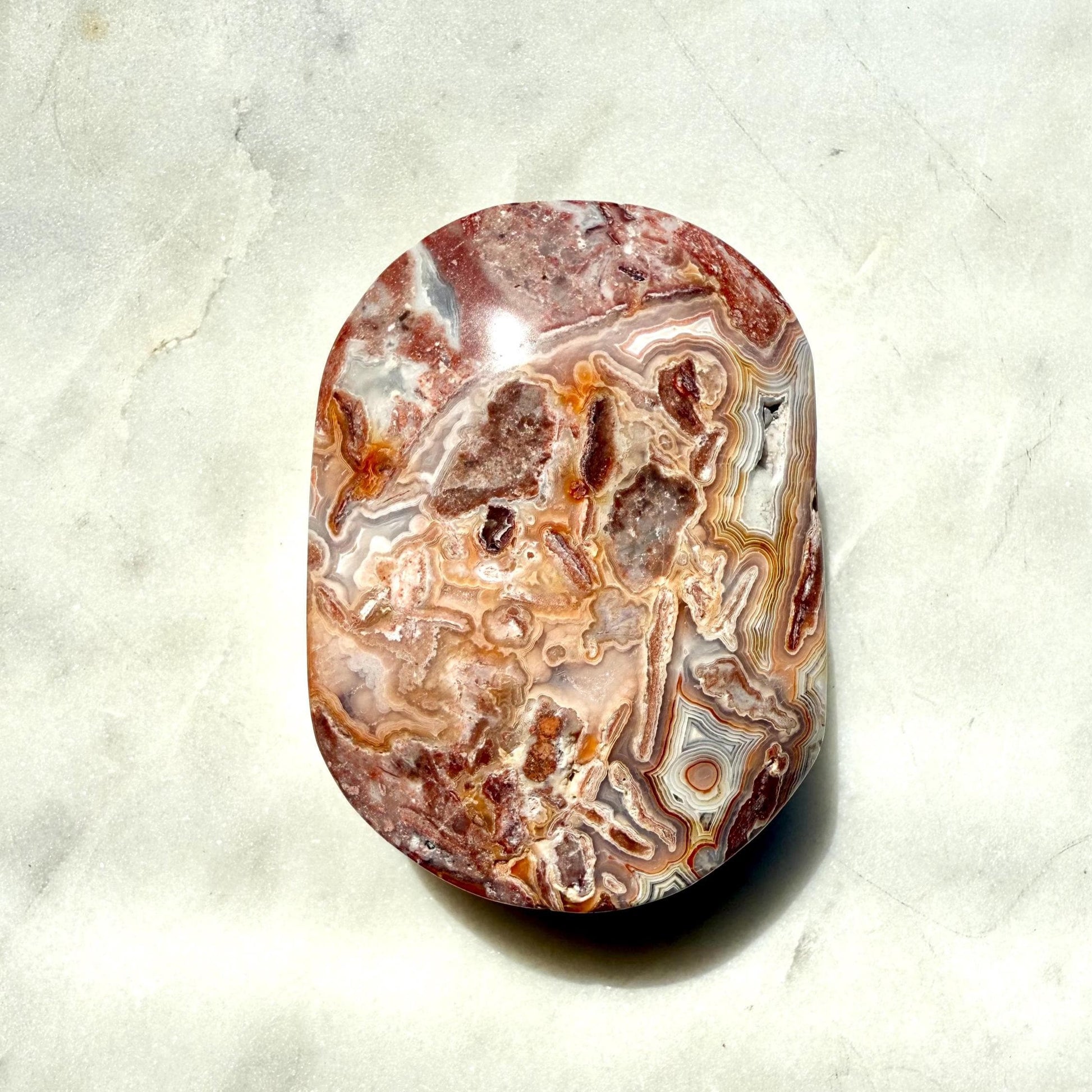 Crazy Lace Agate Palm Stone | Mexican Crazy Lace Agate | Gift for Crystal Lover | Happiness Crystal | Grounding Crystal | Crystal Gift